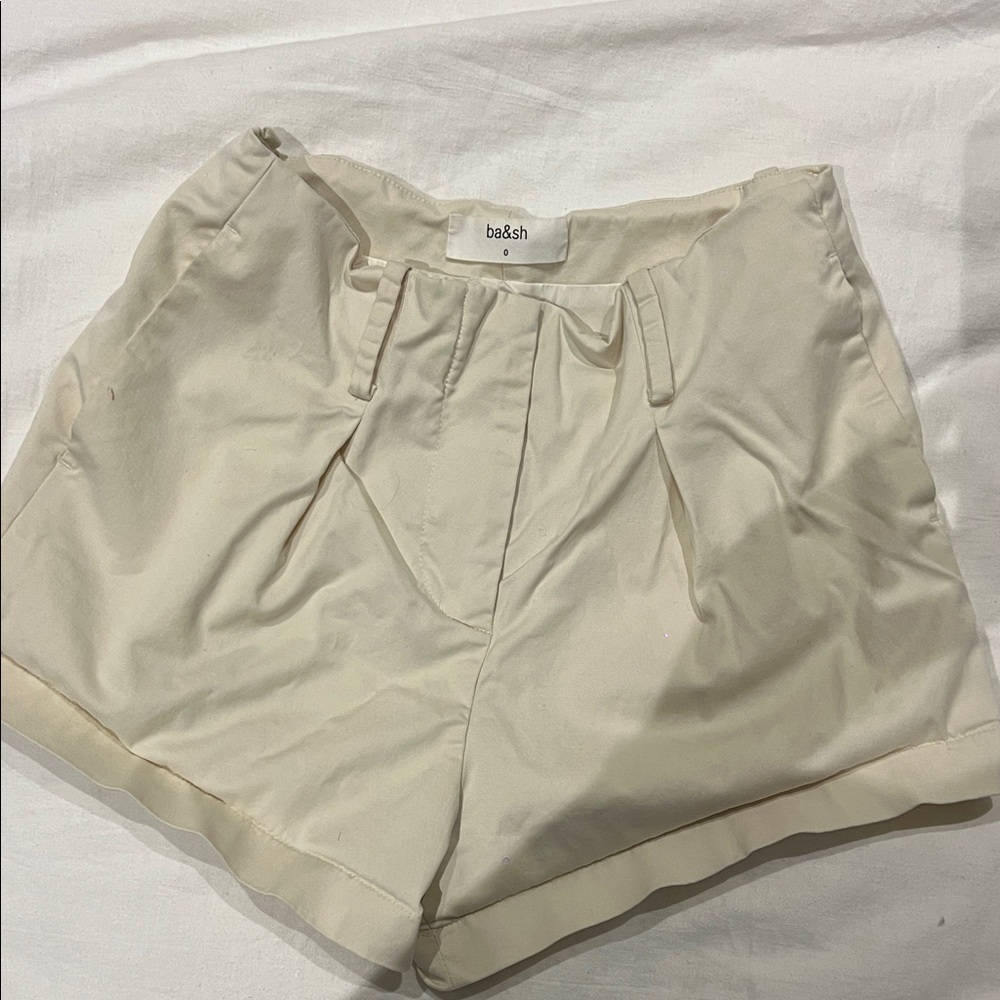 Ba&sh High Waist Cream Shorts